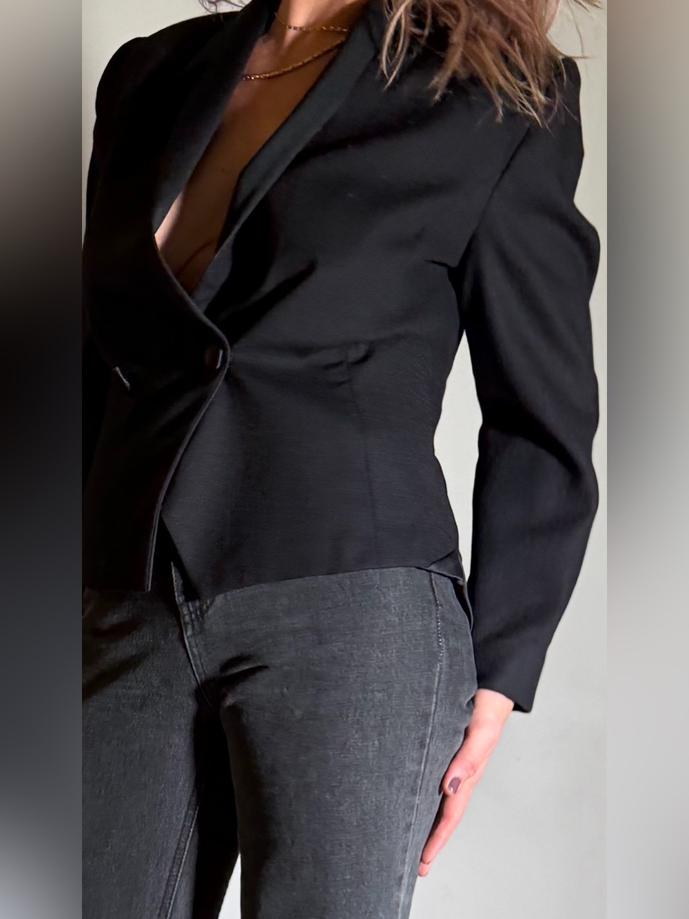 Vintage 90s Linda Cherry Black Tailored Blazer | Structured Power Jacket Sz 10